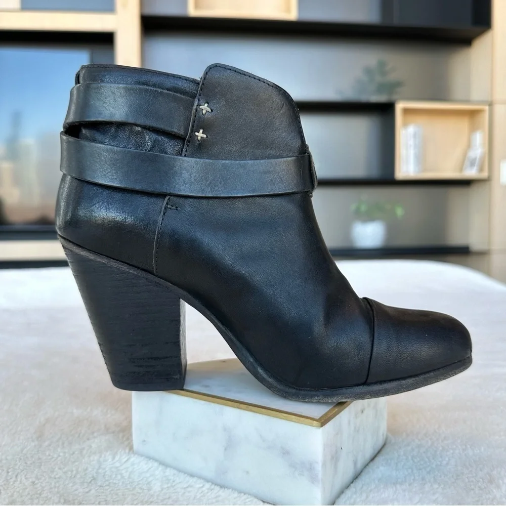rag & bone 240 mm Kinsey Ankle Black Leather Booties Boots EU 37.5 US 7.5 - Picture 7 of 14